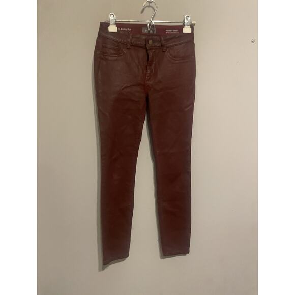 DL1961 Florence Mid Rise Merlot Coated Ultrasculpt Skinny Ankle Jeans Size 26‎ - Picture 1 of 8
